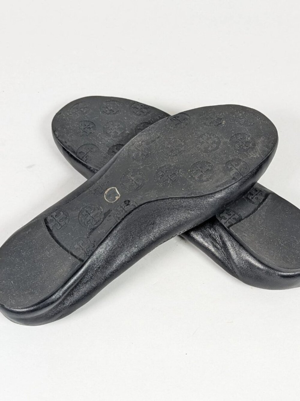 Tory Burch Minnie Travel Ballet Flats Women 7.5 M Black Leather Logo Medallion - Picture 7 of 7